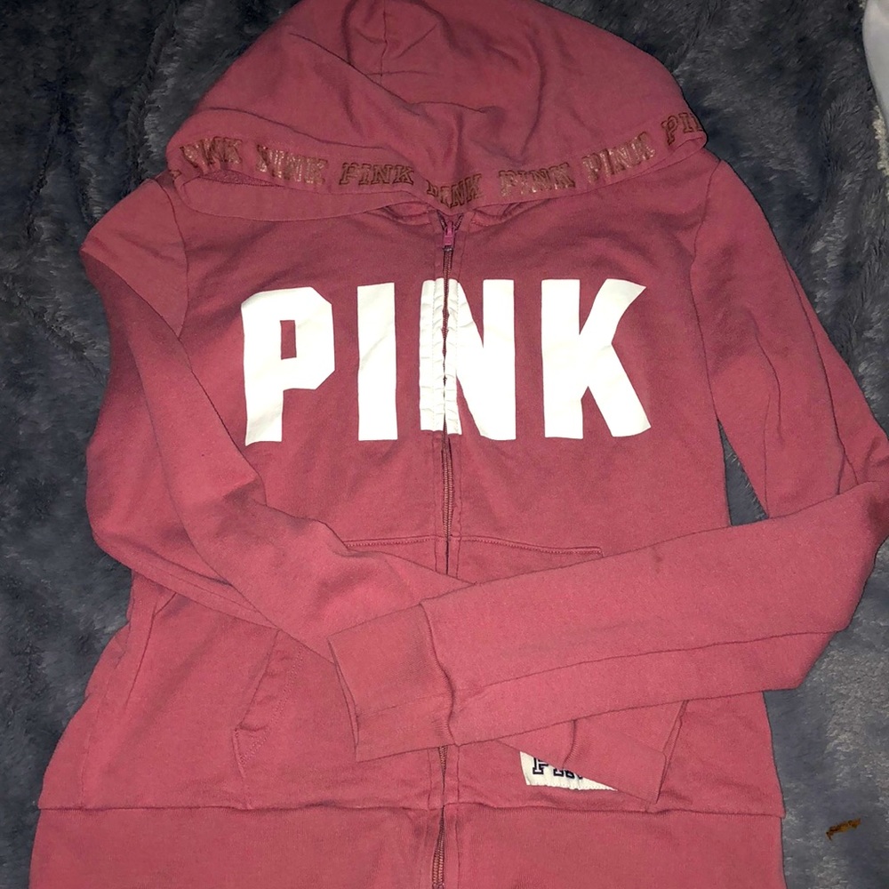 Pink zip up hood